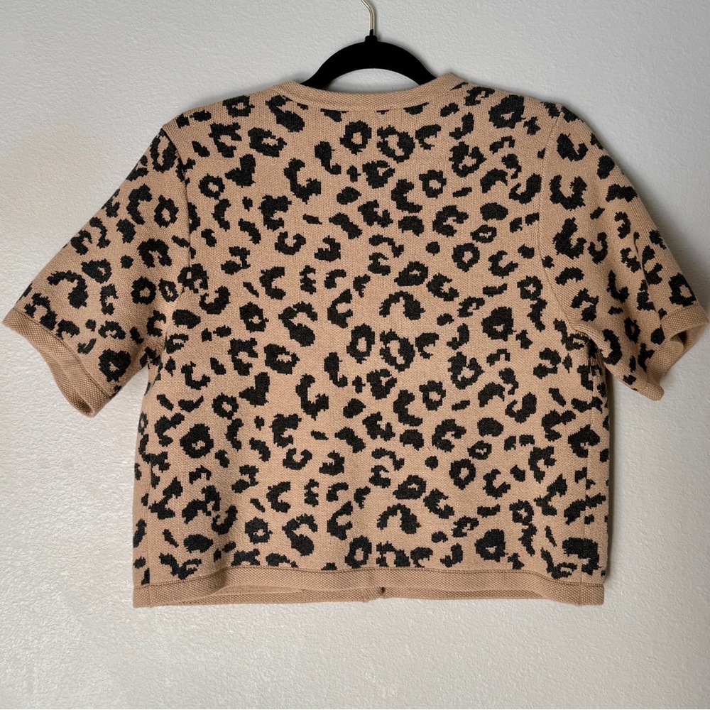 Abercrombie Leopard LuxeLoft Short-Sleeve Cardigan, M - Picture 4 of 6
